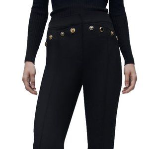 NWT ZARA Flare Trousers Metal Buttons High Waist 8762/482/800 Size L